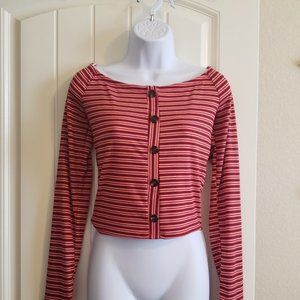 Timing Red/Black/white Crop Top NWT